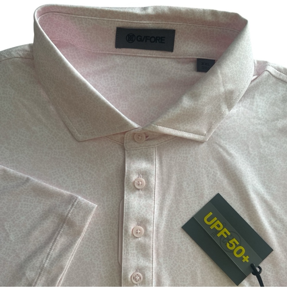 NWT G/Fore XXL Pink Blush Tiny Flower Print POLO Moisture Wicking UPF 50+ $110
